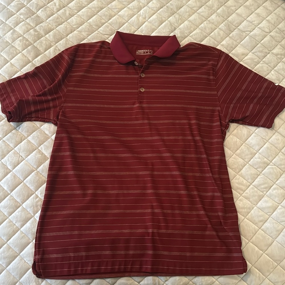 Nike maroon striped golf shirt